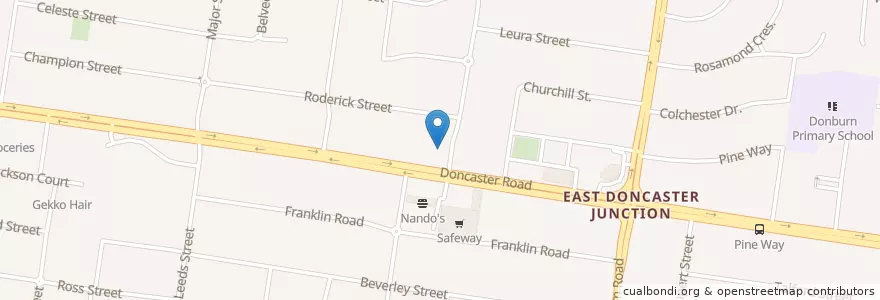 Mapa de ubicacion de Doncaster Police Station en 오스트레일리아, Victoria, City Of Manningham.