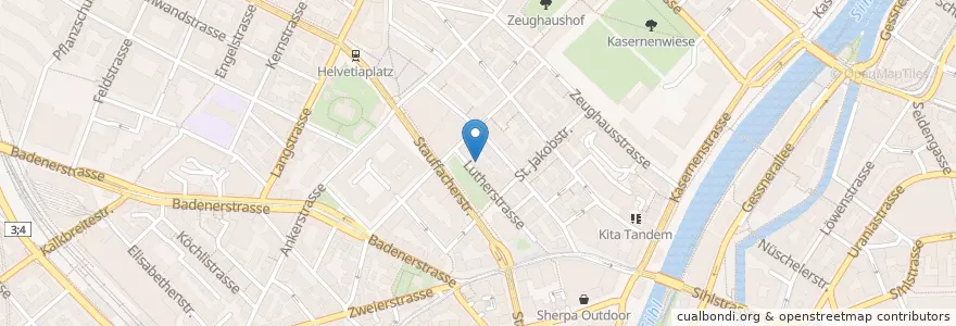 Mapa de ubicacion de Galerie Rotwand en Schweiz/Suisse/Svizzera/Svizra, Zürich, Bezirk Zürich, Zürich.