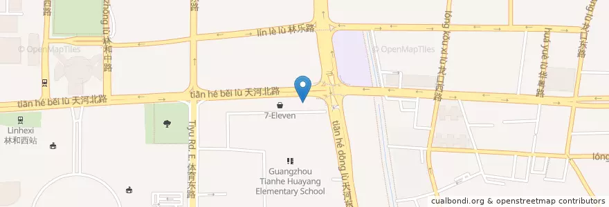 Mapa de ubicacion de Linhe Police Station en 중국, 광둥성, 광저우시, 天河区, 林和街道.