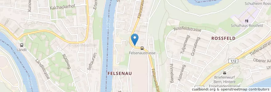 Mapa de ubicacion de Briefeinwurf Bern, Bushaltestelle Felsenaustrasse en 瑞士, 伯尔尼, Verwaltungsregion Bern-Mittelland, Verwaltungskreis Bern-Mittelland, Bremgarten Bei Bern, Bern.