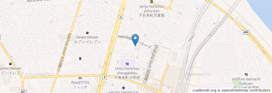 Mapa de ubicacion de 千住本氷川神社 en 日本, 東京都, 足立区.