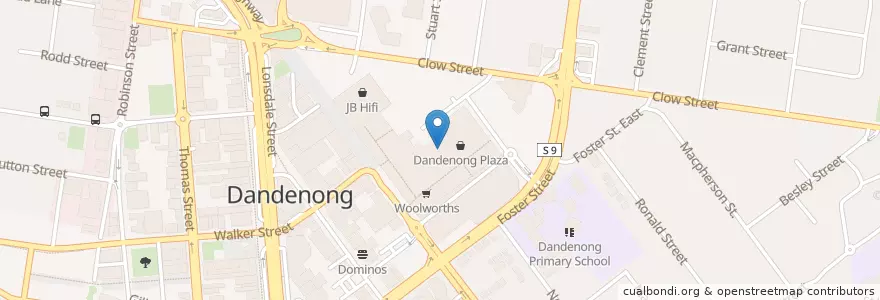 Mapa de ubicacion de Reading Cinema en 澳大利亚, 维多利亚州, City Of Greater Dandenong.