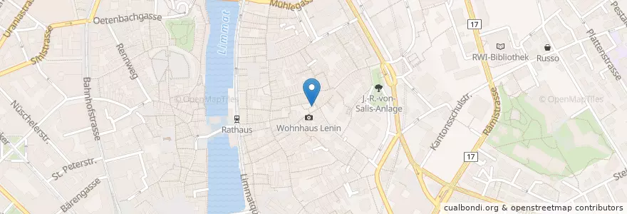 Mapa de ubicacion de Pelikanbrunnen en Schweiz, Zürich, Bezirk Zürich, Zürich.