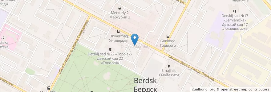 Mapa de ubicacion de Пивной двор en Russie, District Fédéral Sibérien, Oblast De Novossibirsk, Городской Округ Бердск.