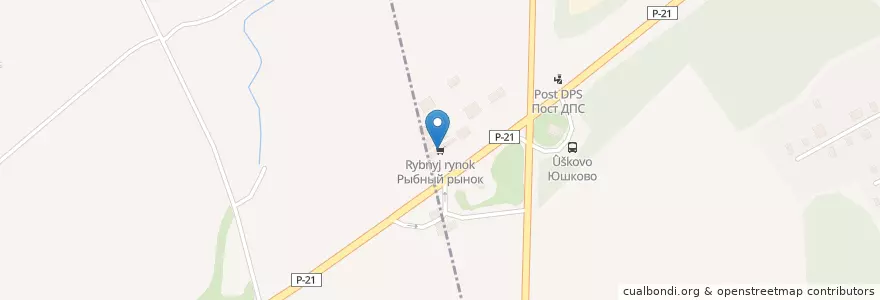 Mapa de ubicacion de Рыбный рынок en ロシア, 北西連邦管区, レニングラード州, Волховский Район, Иссадское Сельское Поселение.