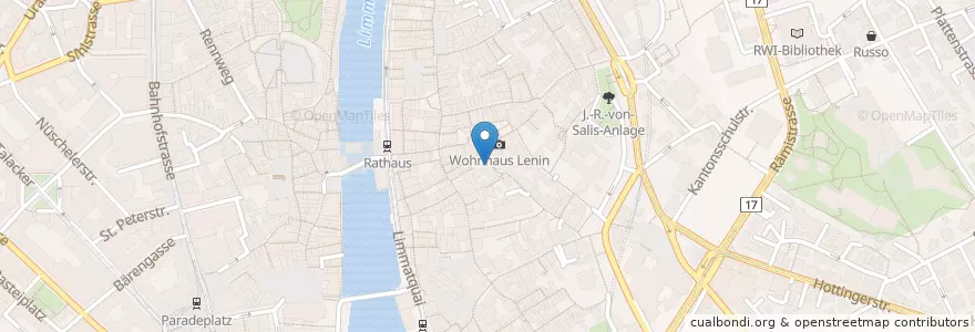Mapa de ubicacion de Restaurant Turm en Швейцария, Цюрих, Bezirk Zürich, Цюрих.