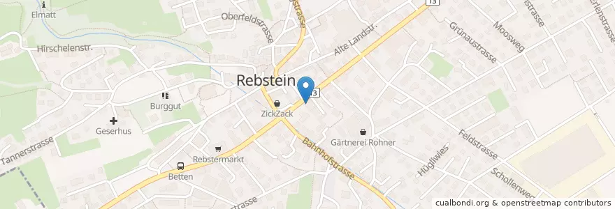 Mapa de ubicacion de Raiffeisen Rebstein en Schweiz/Suisse/Svizzera/Svizra, Sankt Gallen, Wahlkreis Rheintal, Rebstein.