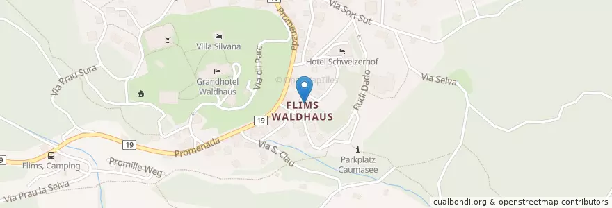 Mapa de ubicacion de Post Flims Waldhaus en Schweiz/Suisse/Svizzera/Svizra, Graubünden/Grigioni/Grischun, Imboden, Flims.