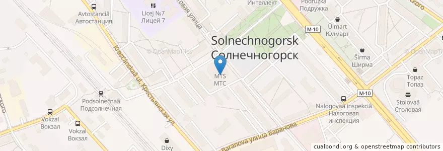 Mapa de ubicacion de Сенеж en ロシア, 中央連邦管区, モスクワ州, Городской Округ Солнечногорск.