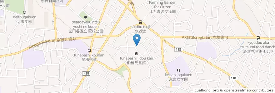 Mapa de ubicacion de 西経堂教会 en 日本, 东京都/東京都, 世田谷区.