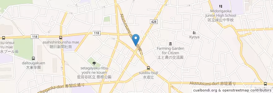 Mapa de ubicacion de コロンボ (Colombo) en 일본, 도쿄도, 世田谷区.
