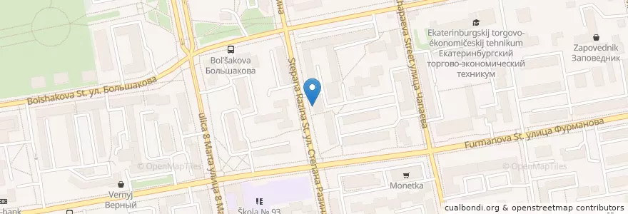 Mapa de ubicacion de Бенуа en Россия, Уральский Федеральный Округ, Свердловская Область, Городской Округ Екатеринбург.