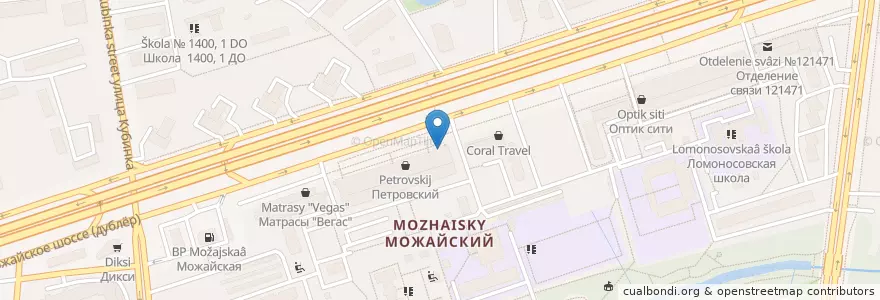 Mapa de ubicacion de KFC en Russie, District Fédéral Central, Moscou, Западный Административный Округ, Можайский Район.