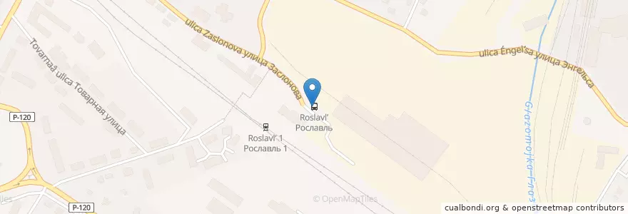 Mapa de ubicacion de Рославль en Russia, Central Federal District, Smolensk Oblast, Roslavlsky District, Рославльское Городское Поселение.