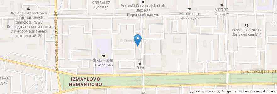 Mapa de ubicacion de Маяк en Rusland, Centraal Federaal District, Moskou, Восточный Административный Округ, Район Измайлово.