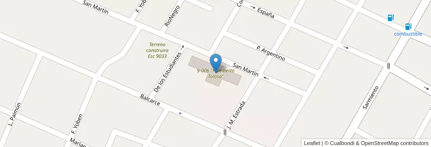 Mapa de ubicacion de 9-006 "Humberto Tolosa" en 阿根廷, 智利, Mendoza, Departamento Rivadavia, Distrito Ciudad De Rivadavia.