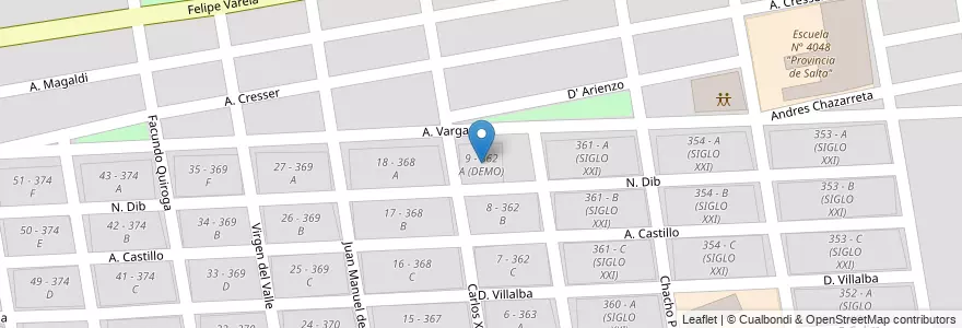 Mapa de ubicacion de 9 - 362 A (DEMO) en 阿根廷, Salta, Capital, Municipio De Salta, Salta.