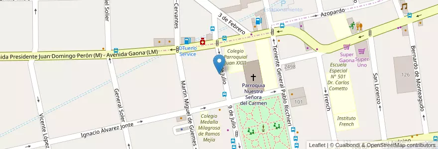 Mapa de ubicacion de 9 de Julio en 阿根廷, 布宜诺斯艾利斯省, Partido De La Matanza, Ramos Mejía.