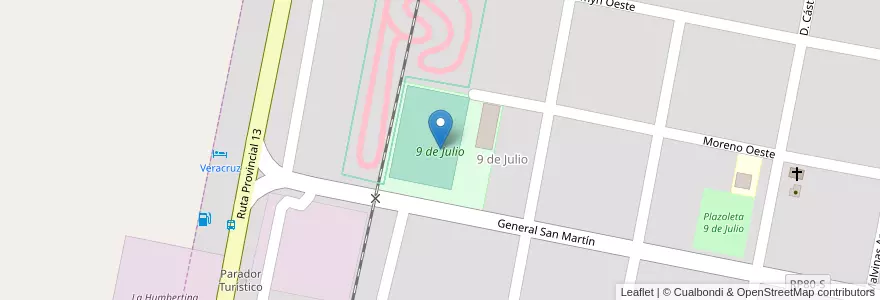 Mapa de ubicacion de 9 de Julio en Argentinië, Santa Fe, Departamento Castellanos, Municipio De Humberto Primo, Humberto Primo.