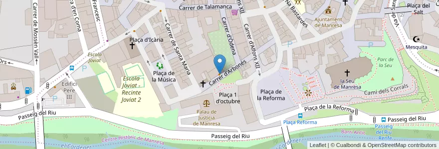 Mapa de ubicacion de 9 Jutjats en 스페인, Catalunya, Barcelona, Bages, Manresa.