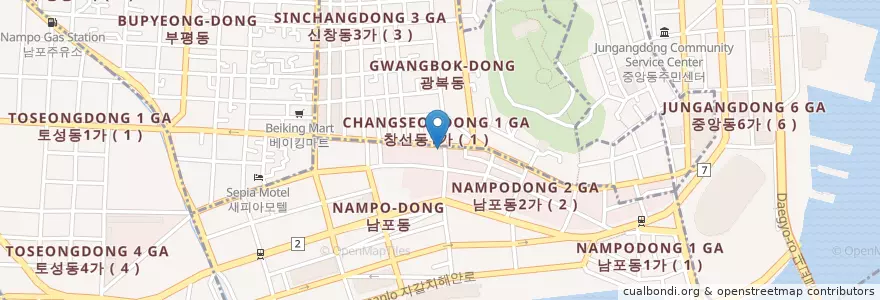 Mapa de ubicacion de Paris Baguette en Südkorea, Busan, Jung-Gu, Gwangbok-Dong.