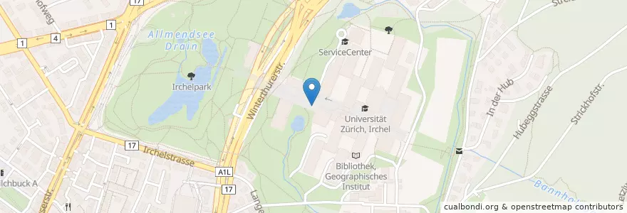 Mapa de ubicacion de Universität Irchel en 瑞士, 蘇黎世, Bezirk Zürich, Zürich.