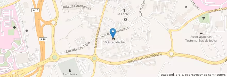 Mapa de ubicacion de B.V.Alcabideche en Portekiz, Área Metropolitana De Lisboa, Lisboa, Grande Lisboa, Cascais, Alcabideche.