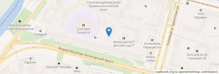 Mapa de ubicacion de Невис en Russland, Föderationskreis Nordwest, Oblast Leningrad, Sankt Petersburg, Приморский Район, Округ № 65, Округ Юнтолово.
