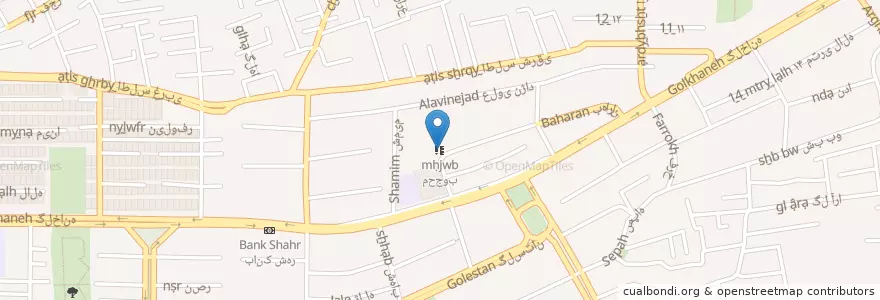 Mapa de ubicacion de محجوب en Iran, استان اصفهان, شهرستان اصفهان, بخش مرکزی شهرستان اصفهان, اصفهان.
