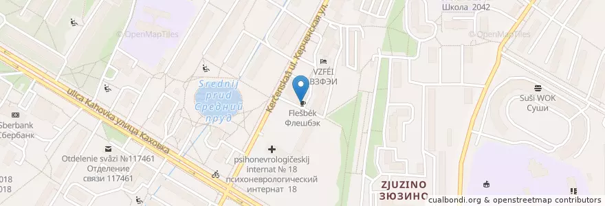 Mapa de ubicacion de Флешбэк en 俄罗斯/俄羅斯, Центральный Федеральный Округ, Москва, Юго-Западный Административный Округ, Район Зюзино.