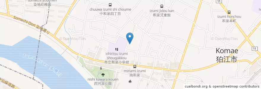 Mapa de ubicacion de 伊豆美神社 en اليابان, 東京都, 狛江市.