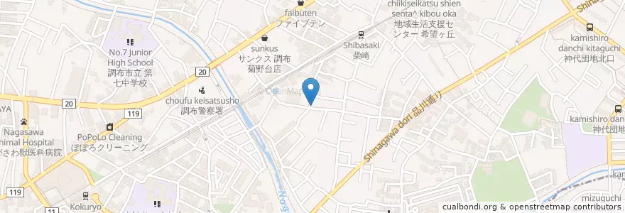Mapa de ubicacion de あぐり薬局 en Japão, Tóquio, 調布市.