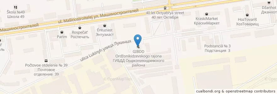 Mapa de ubicacion de ГИБДД Орджоникидзевского района en روسيا, منطقة فيدرالية أورالية, أوبلاست سفردلوفسك, بلدية يكاترينبورغ.