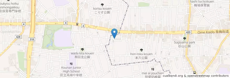 Mapa de ubicacion de 新中野キリスト教会 en Japan, 東京都, 中野区.