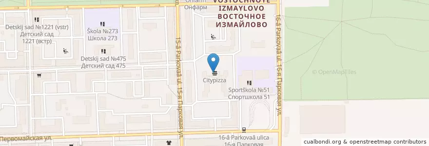 Mapa de ubicacion de Citypizza en Russie, District Fédéral Central, Moscou, Восточный Административный Округ, Район Восточное Измайлово.
