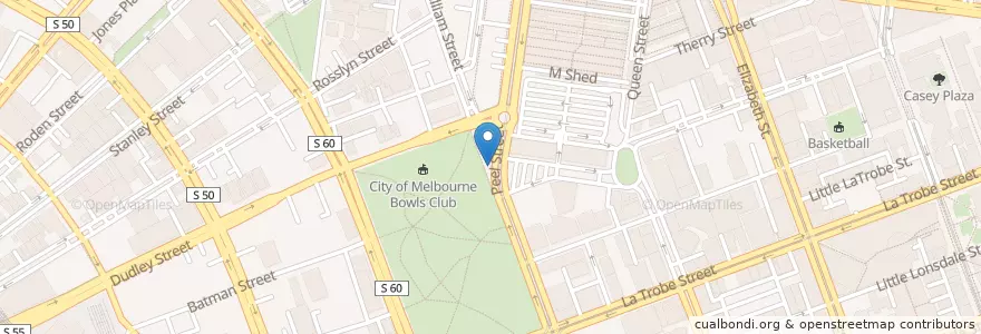 Mapa de ubicacion de William Street/Peel Street en 오스트레일리아, Victoria, City Of Melbourne.