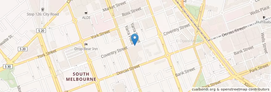 Mapa de ubicacion de Coventry Street/Clarendon Street en Australie, Victoria, City Of Port Phillip.