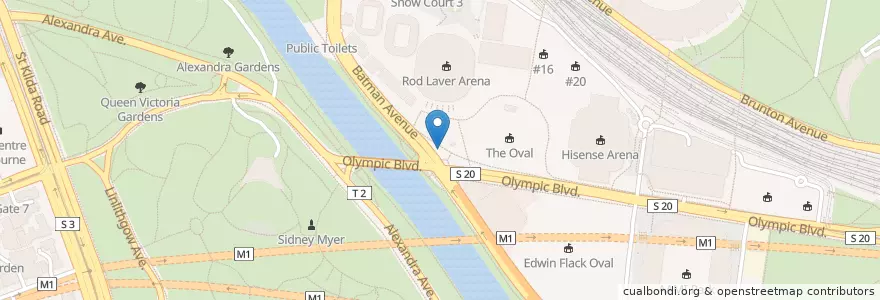 Mapa de ubicacion de Rod Laver Arena en Australia, Victoria, City Of Melbourne.