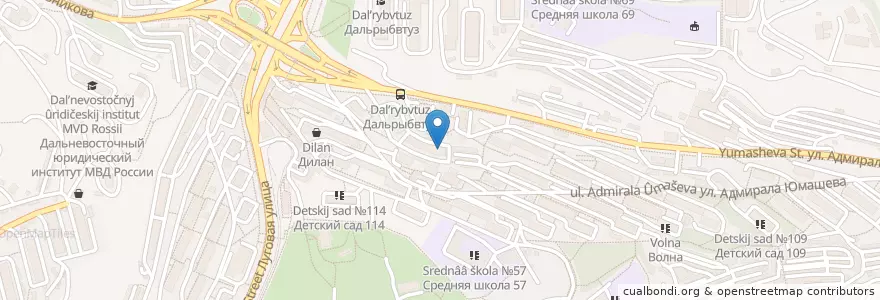 Mapa de ubicacion de Далькон en Россия, Дальневосточный Федеральный Округ, Приморский Край, Владивостокский Городской Округ.