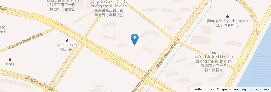Mapa de ubicacion de 四季青街道 en China, Zhejiang, Hangzhou, Jianggan, 四季青街道.