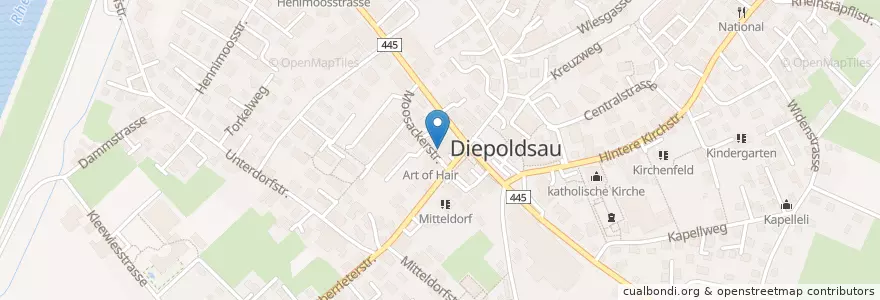 Mapa de ubicacion de Dr. med. dent. Marc Hansen en Suíça, Sankt Gallen, Wahlkreis Rheintal, Diepoldsau.