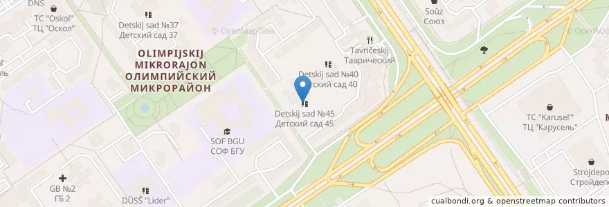 Mapa de ubicacion de Детский сад №45 en Rusia, Distrito Federal Central, Óblast De Bélgorod, Старооскольский Городской Округ.