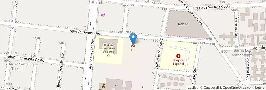 Mapa de ubicacion de 911 en Arjantin, San Juan, Şili, Capital.