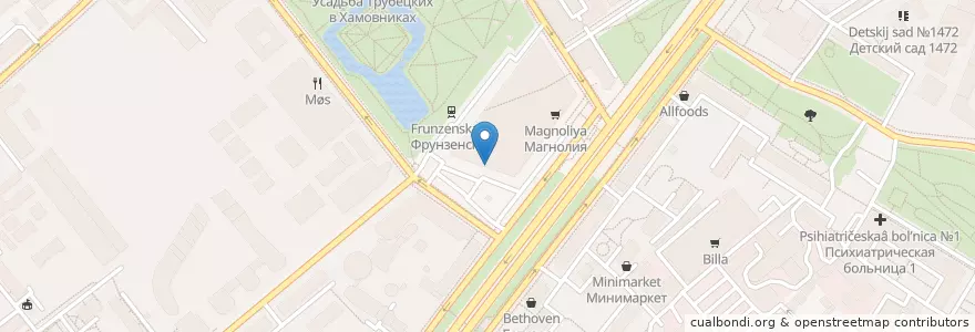 Mapa de ubicacion de Будь Здоров en Rusland, Centraal Federaal District, Moskou, Центральный Административный Округ, Район Хамовники.