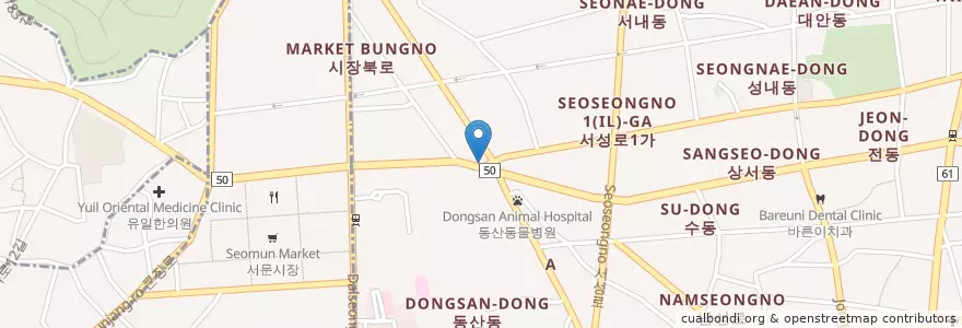 Mapa de ubicacion de 서문치안센터 en كوريا الجنوبية, ديغو, 중구, 성내동.