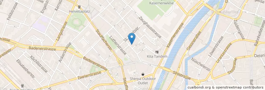 Mapa de ubicacion de Vasco's Bar en Schweiz/Suisse/Svizzera/Svizra, Zürich, Bezirk Zürich, Zürich.