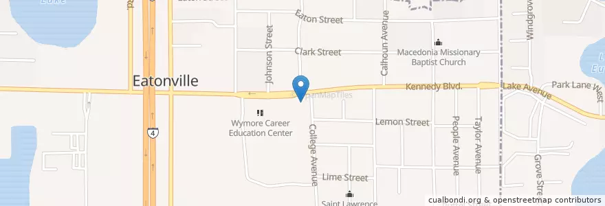 Mapa de ubicacion de Eatonville Branch en 미국, 플로리다주, Orange County, Maitland, Eatonville.