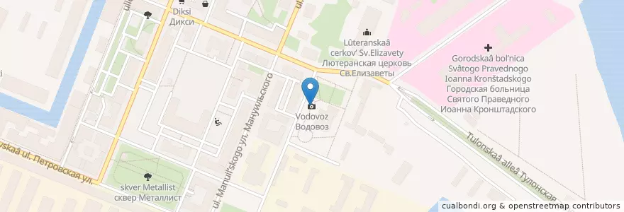 Mapa de ubicacion de Водовоз en Russie, District Fédéral Du Nord-Ouest, Oblast De Léningrad, Saint-Pétersbourg, Кронштадтский Район, Кронштадт.