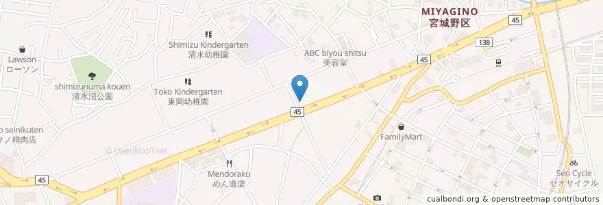 Mapa de ubicacion de 宮城野保育園 en 일본, 미야기현, 仙台市, 宮城野区.