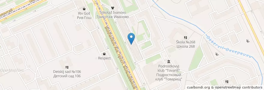 Mapa de ubicacion de Гнездо en ロシア, 北西連邦管区, レニングラード州, サンクト ペテルブルク, Невский Район, Округ Оккервиль.